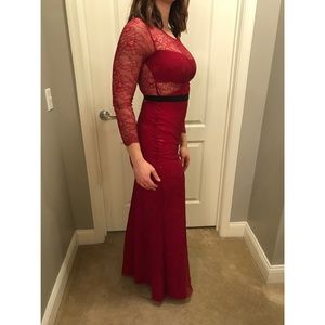 Long Sleeve Illusion Lace Gown